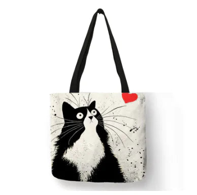 Linen Cat Shoulder Bag